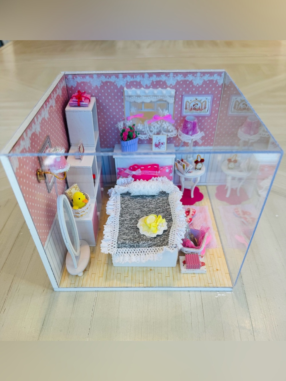 Angel’s Dream DIY Miniature Dollhouse 1:24 Assembled Lights Dust Cover Handmade